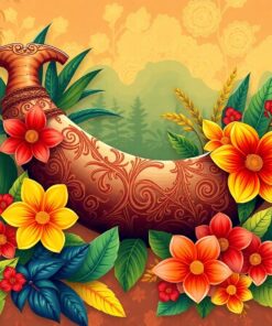 Vintage Tropical Harvest Horn Paint By Numbers