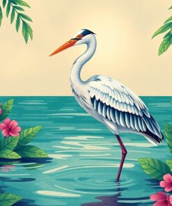 Vintage Tropical Heron Shallows Paint By Numbers