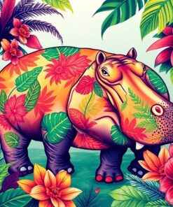 Vintage Tropical Hippo Pod Paint By Numbers