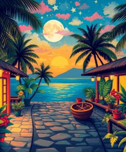Vintage Tropical Holiday Night Paint By Numbers
