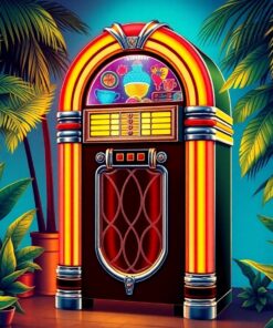 Vintage Tropical Jukebox Glow Paint By Numbers
