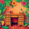 Vintage Tropical Keeper Desk Paint By Numbers