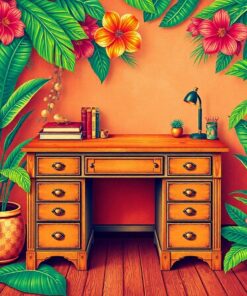 Vintage Tropical Keeper Desk Paint By Numbers
