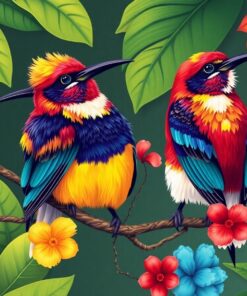 Vintage Tropical Kingbirds Paint By Numbers