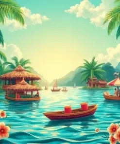 Vintage Tropical Lagoon Celebration Paint By Numbers