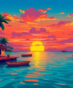 Vintage Tropical Lagoon Paint By Numbers