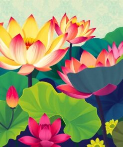 Vintage Tropical Lotus Harvest Paint By Numbers