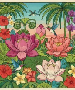 Vintage Tropical Lotus Study Paint By Numbers