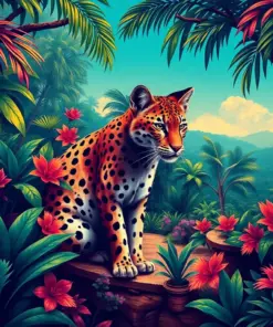Vintage Tropical Lynx Terrace Paint By Numbers