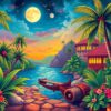 Vintage Tropical Moonlit Citadel Paint By Numbers