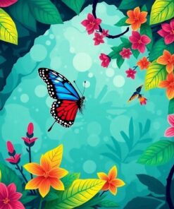 Vintage Tropical Morpho Grotto Paint By Numbers