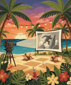 Vintage Tropical Movie Night Paint By Numbers
