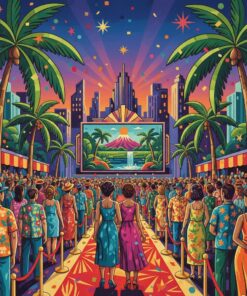 Vintage Tropical Movie Premiere Paint By Numbers