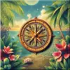 Vintage Tropical Oasis Compass Paint By Numbers