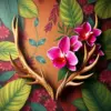 Vintage Tropical Orchid Antlers Paint By Numbers