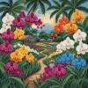 Vintage Tropical Orchid Farm Paint By Numbers