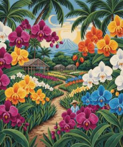 Vintage Tropical Orchid Farm Paint By Numbers