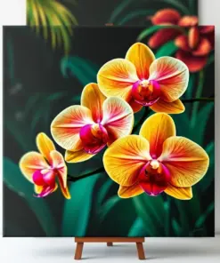 Vintage Tropical Orchid Noir Paint By Numbers