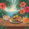 Vintage Tropical Papaya Breakfast Paint By Numbers