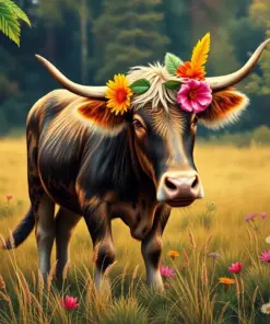 Vintage Tropical Pasture Calf Paint By Numbers