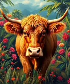 Vintage Tropical Pasture Calf Paint By Numbers