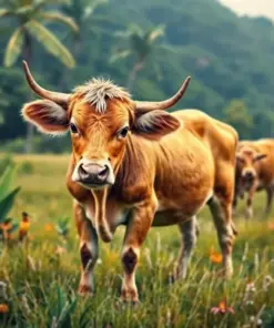 Vintage Tropical Pasture Calf Paint By Numbers