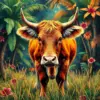 Vintage Tropical Pasture Calf paint by numbers