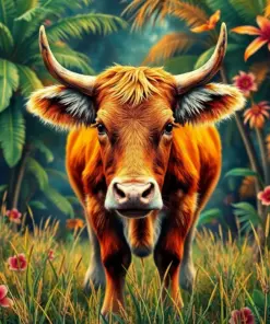 Vintage Tropical Pasture Calf paint by numbers