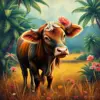 Vintage Tropical Pasture Calf Paint By Numbers