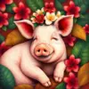 Vintage Tropical Piglet Slumber Paint By Numbers