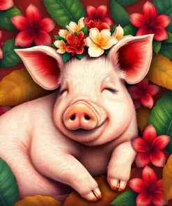 Vintage Tropical Piglet Slumber Paint By Numbers