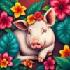 Vintage Tropical Piglet Slumber Paint By Numbers