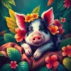 Vintage Tropical Piglet Slumber paint by numbers