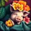 Vintage Tropical Piglet Slumber Paint By Numbers