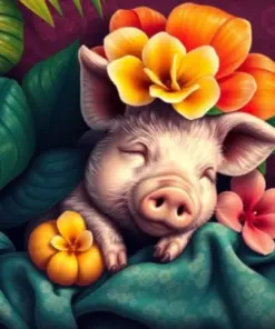Vintage Tropical Piglet Slumber Paint By Numbers