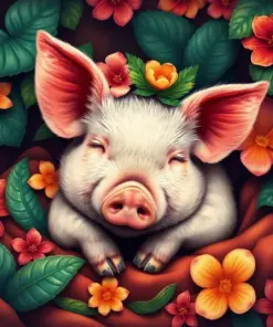 Vintage Tropical Piglet Slumber Paint By Numbers