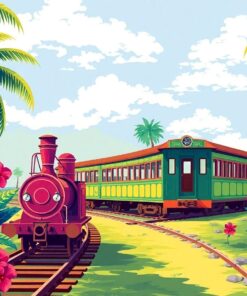 Vintage Tropical Rail Journey Paint By Numbers