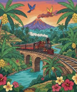 Vintage Tropical Railway Paint By Numbers