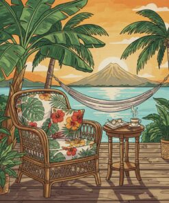 Vintage Tropical Reading Chair Paint By Numbers