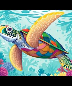 Vintage Tropical Reef Turtle Paint By Numbers