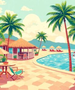 Vintage Tropical Resort Afternoon Paint By Numbers