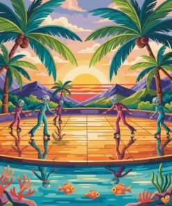 Vintage Tropical Rink Reflections Paint By Numbers