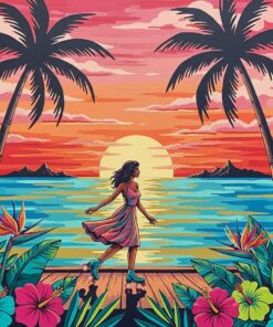 Vintage Tropical Roller Sunset Paint By Numbers