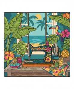 Vintage Tropical Sewing Room Paint By Numbers