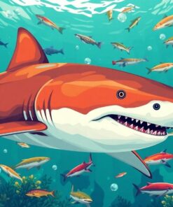 Vintage Tropical Shark Shoal Paint By Numbers