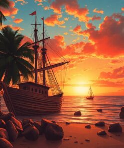 Vintage Tropical Shipwreck Paint By Numbers