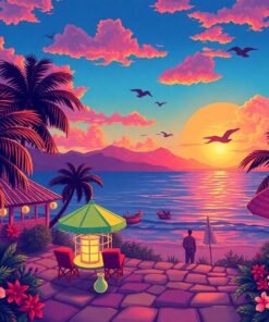 Vintage Tropical Solstice Evening Paint By Numbers