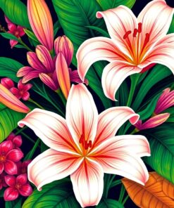 Vintage Tropical Spider Lilies Paint By Numbers