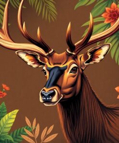 Vintage Tropical Stag Portrait Paint By Numbers
