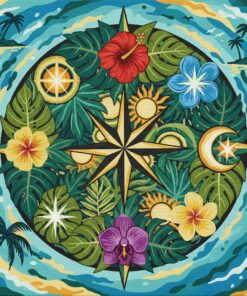 Vintage Tropical Star Compass Paint By Numbers